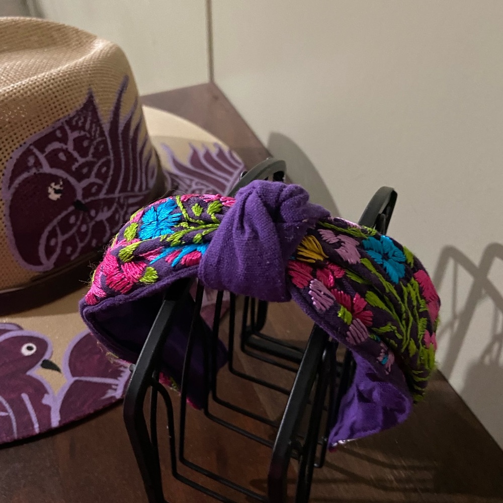 Handmade embroidered floral headband